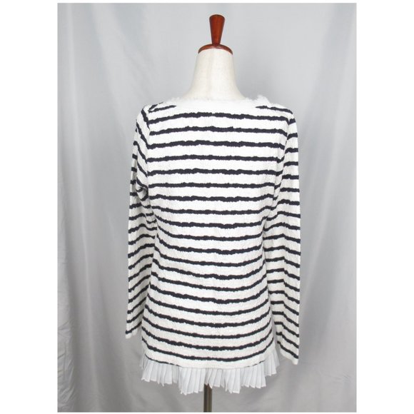 Anthropologie Postmark Striped Textured Sweater Top Black White Striped Medium - Picture 2 of 11